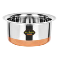 SG CRAFTS Steel Copper Bottom Patila/Tope Set of 1 pcs | Gas Stove and Induction Compatible, Patila, Container Cookware Pot Set, Capacity- (2.5 Litre)