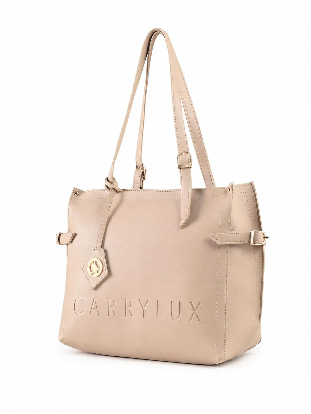 Carrylux Women's Soft PU Tote Bag | Large Single Compartment Shoulder Handbag with Adjustable Strap | Office, College & Casual (Beige)