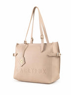 Carrylux Women's Soft PU Tote Bag | Large Single Compartment Shoulder Handbag with Adjustable Strap | Office, College & Casual (Beige)