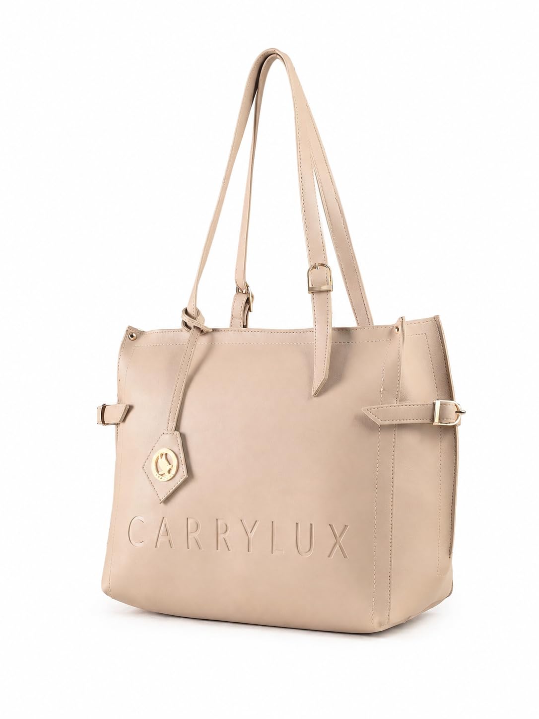 Carrylux Women's Soft PU Tote Bag | Large Single Compartment Shoulder Handbag with Adjustable Strap | Office, College & Casual (Beige)