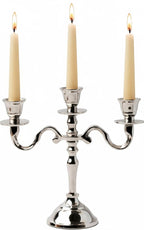 PURESTORY Candle Holder | Mini 3 Arm Taper Candle Holder | Silver Aluminium | Heat Resistant | Candlesticks for Home Decor, Wedding, Party, DinningTable Centerpiece, Church Altar & Festive Occasions