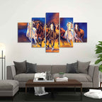 VIBECRAFTS Seven Horses Five Pieces Premium Canvas Wall Painting For Home|Office|Living Room|Gift (PTVC5Pcs1_5528)