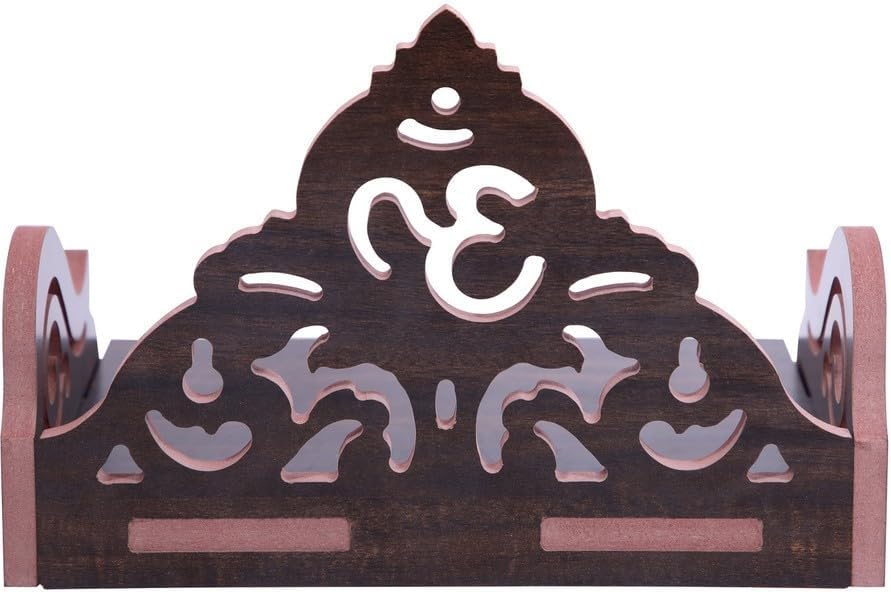 kriyanta Wooden Beautiful Plywood Mandir Pooja Room Home Decor Office OR Home Temple Wall Hanging Product. (D D OMTEM Red 232)