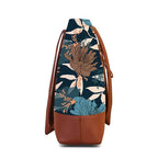 The Purple Tree Women Handcrafted Tote with Vegan Leather Handles - Midnight Flower Shoulder Bag for Office & College, Oversized Contemporary