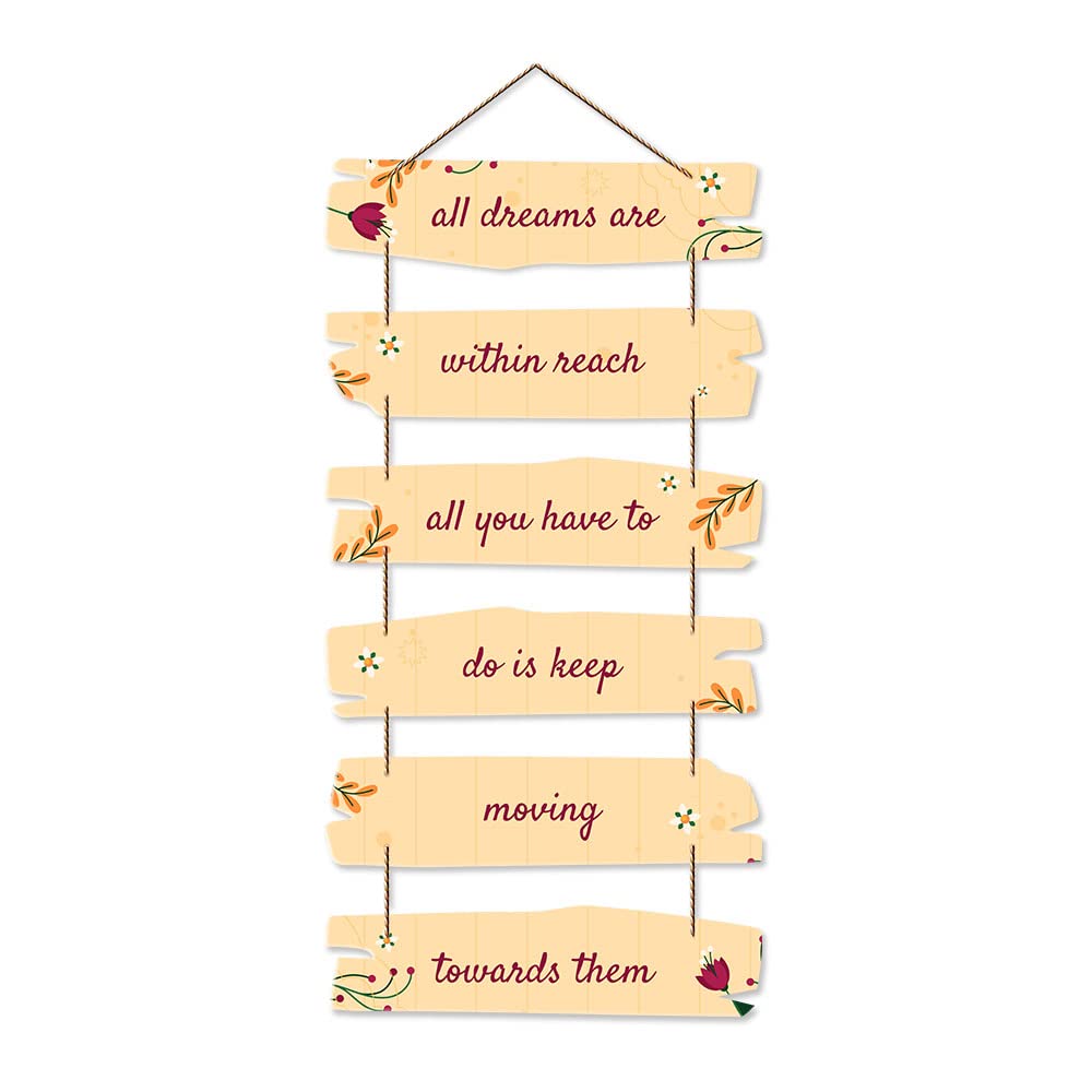 Artvibes Decorative Wall Hanging Wooden Art Decoration item for Living Room | Bedroom | Home Decor | Gifts | Quotes Decor Item | Wall Art For Hall | Mdf Wall Decoration, Set of 6 (WH_3222NR)