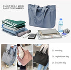 Voroly Tote Bag Women Casual Handbag Shoulder Bag Purses with Zipper and Pockets for Work School Gym Travel Shopping (BLUE)