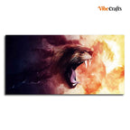 VIBECRAFTS Canvas Paintings for Living Room Drawing Room Roaring Lion Premium Wall Painting Fitted With Wooden Frame for Home | Office | Gift (PTVCH_2335)