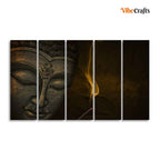 VIBECRAFTS Premium Wall Painting of Peaceful Buddha Sculpture Set of Five For Home|Office|Living Room|Gift (PTVC5Pcs4_8645)