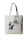 Reusable Cotton Fabric Cute Panda Printed Tote Bag Ideal for Travel Shopping College & Office Use