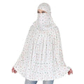 BKQPTL Cotton Long Scarf Cum Mask scarves Usable for vehicle Driver | White Printed Design | Universal Size | For Girl & Women | Breathable Sun Protection Light Weight (White - Scarf_star_A, Free)