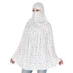 BKQPTL Cotton Long Scarf Cum Mask scarves Usable for vehicle Driver | White Printed Design | Universal Size | For Girl & Women | Breathable Sun Protection Light Weight (White - Scarf_star_A, Free)