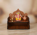 Aartor Engineered Wood Hand Crafted OM Pattern Pooja Mandir for Home & Office, Wall Mounted Wooden Temple, Pooja Stand with Storage Cabinet, Home Decor (Design1, Small)