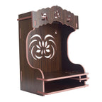 YIXT Premium Wooden Temple with Storage Drawer | Compact Pooja Mandir for Home 40×19×29 cm | Handcrafted Home Temple for Daily Worship & Décor