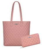URBAN FOREST Rose Pink Leather Handbag & Leather Wallet Set for Women
