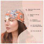 Hair Drama Co. Floral Blossom Print Bandana Head Scarf for Women | Silk Satin Head Wrap Bandana Scarves | Boho Style Statement Headband Stylish Design | All Day Wear Scarves | Hair Scarf Accessories