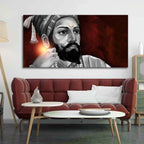 VIBECRAFTS Canvas Paintings for Living Room Drawing Room Chhatrapati Shivaji Maharaj Canvas Wall Painting Fitted With Wooden Frame For Home | Office | Living Room | Gifts (PTVCH_2553N)
