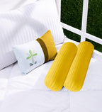 Trance Home Linen 100% Cotton 16x32 inch 200TC Striped Bolster Cover | Round Bed Side Long Bolster Pillow Cover to fit 24 Length 9 Dia | Pack of 2 Bolster Cover only (16x32 inch, Golden Yellow)