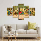 VIBECRAFTS Homcraft The Last Supper of Christ in Church Wall Painting of Five Pieces For Home|Office|Living Room|Gift (PTVC5Pcs1_5547)