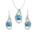 Clara 925 Sterling Silver Sky Blue Eye Pendant Earring Chain Gift for Women
