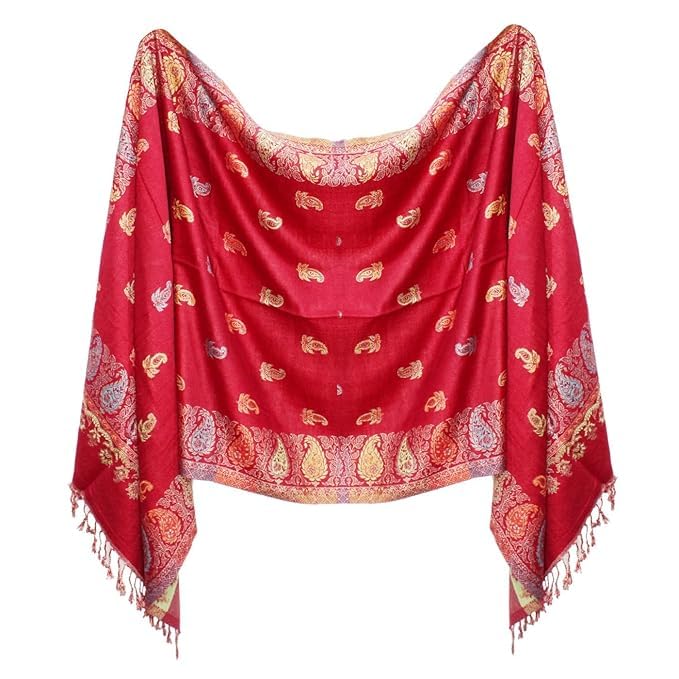 EKAN Printed Soft and Warm Stoles For Winter Season Use for Girls and Women for Gifting (Ambi Printed Stole Red)