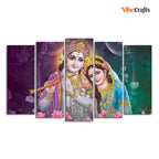 VIBECRAFTS Radha Krishna Wall Painting Set of Five Pieces For Home|Office|Living Room|Gift (PTVC5Pcs2_6608)