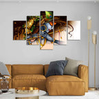 VIBECRAFTS Shree Krishna Playing Bansuri 5 Pieces Premium Wall Painting For Home|Office|Living Room|Gift (PTVC5Pcs1_5506)