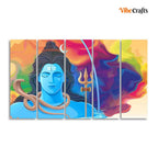 VIBECRAFTS Abstract Art Shiva Wall Painting Set of Five For Home|Office|Living Room|Gift (PTVC5Pcs4_8667)