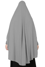ICW Women Stretchable Jersey Smoking Sleeve Jilbab Cum Prayer Khimar Hijab (Free Size) (Grey), Female