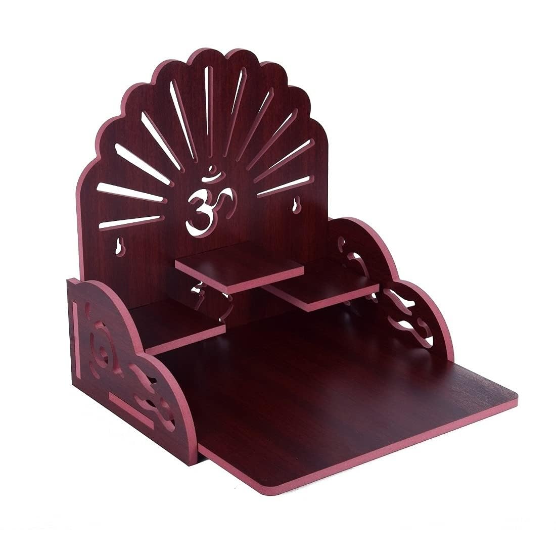 Table Top Home Mandir Temple Home Decor Beautiful Wooden Temple (Maroon)