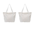 Augbunny Heavy Duty 100% Cotton Canvas Zipper Beach Shoulder Grocery Tote Bag With Outer Pocket 2-pack