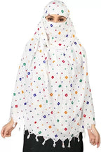 Navvi Pure Cotton Printed White Scarf for Women & Girls | Scarf with Head Cover | Scarves |Bandana| Hijab | Dupatta | Protection from Sunlight, Dust | Usable for Scooty, Bike