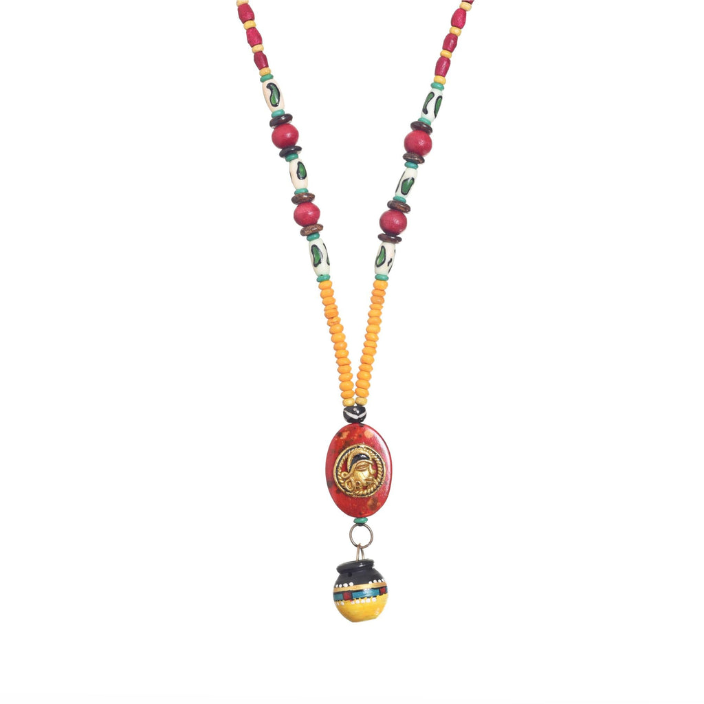 AAKRITI ART CREATIONS Carnival Colorburst Handcrafted Ethnic Necklace | Handmade Jewellery | Ethnic Matte Necklace for Women & Men | Gifts for Women