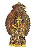 Prince Home Decor & Gifts White Metal Gold Plated Ganesh Sitting On Mouse Showpiece Idol for Home Decor and Gift Purpose