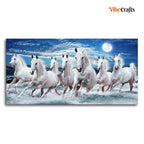 VIBECRAFTS Canvas Paintings for Living Room Drawing Room Beautiful Seven Running Horses Wall Painting in Water Wall Art Fitted with Wooden Frame for Home|Office|Gift(PTVCH_2255NN) (Multi 5)