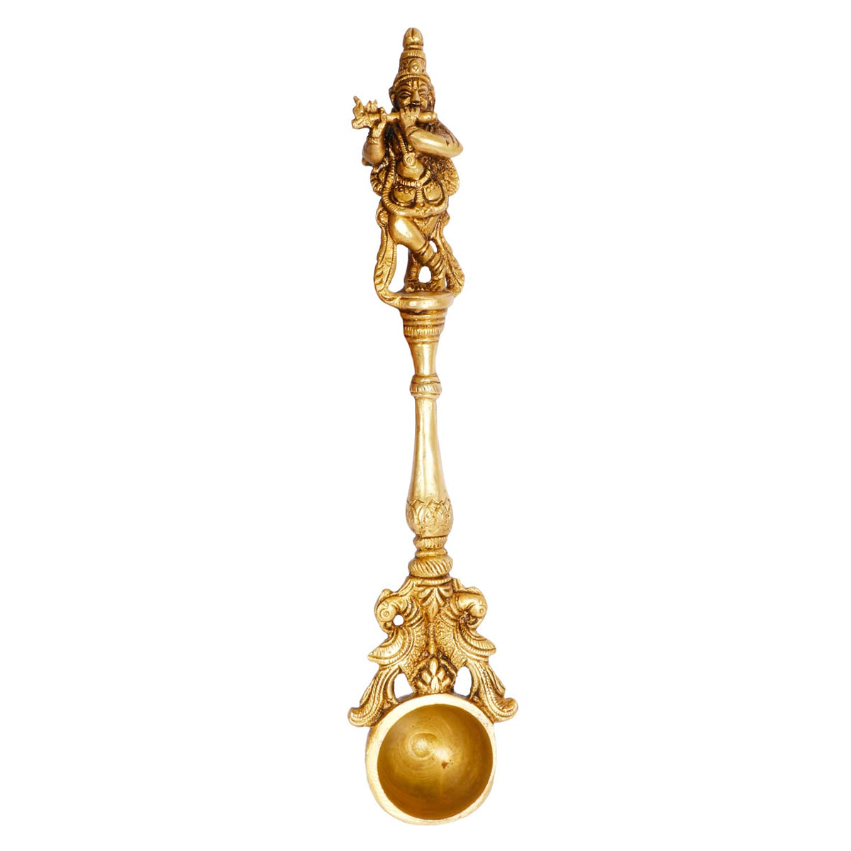 ARTVARKO Krishna Havan Spoon Brass Idol Sculpture Ritual Achmani Spoon Showpiece 9.5 Inch