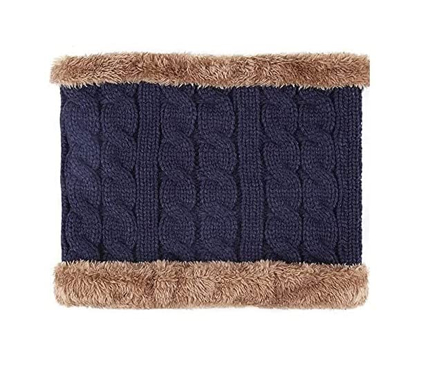 Alexvyan Winter Neck Scarf Soft Warm Snow Proof Knitted (Inside Fur) Woolen Scarf for Women Girl Boys Man (Blue), (female)