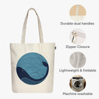 Eco Right Large Canvas Tote Bag with Zipper & Inner Pocket – Ideal for Office, College, Shopping, Travel & Everyday Use