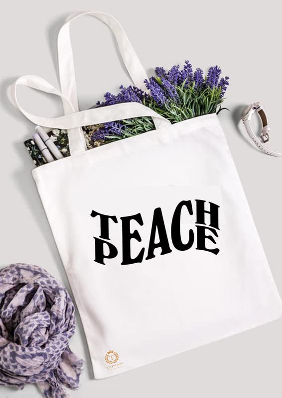 TAJNAN Reusable Tote Bag - 100% Organic Cotton Grocery Bags | Eco-friendly, Multi-purpose | Sturdy Canvas Bag for 15kgs | Multiple Stylish Designs, Valentine's Gift