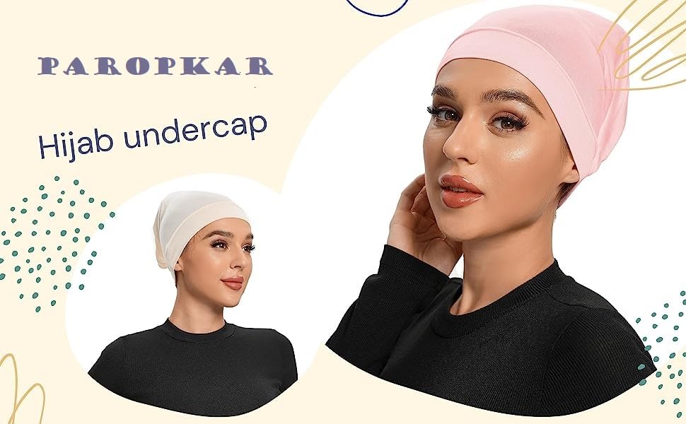PAROPKAR Women's Hijab Undercap Scarf for Muslim Women - Solid Color Unisex Stretch Dreadlocks Tube Neck Gaiter & Neck Warmer Bandana (Navy Blue Beige)