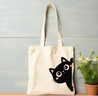 The Purple Tree Felix Cat Cotton Classic Tote Bag for Women - Eco-Friendly, Reusable Shopping Bag, College Bag, White (Pack of 1)
