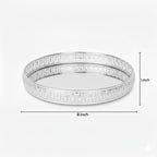 R Ayurveda Copper Decorative Round Silver Plated Metal Tray – 8 Inch Small Serving Tray for Kitchen, Dining Table, Coffee Table & Home Decor | Elegant Wedding & Housewarming Gift