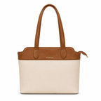 Fargo Aura Tote Bag for Women | Vegan Leather Handbag with 15-Inch Laptop Compartment, Smooth Zip | Stylish Office, College & Daily Use Tote | Made in India (Ivory)