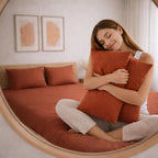 THE HOME STYLE Solid Cotton Feel Pillow Covers (18 x 28 inches, Set of 2 Pcs) | 300 TC | Super Soft & Smooth (Terracotta)