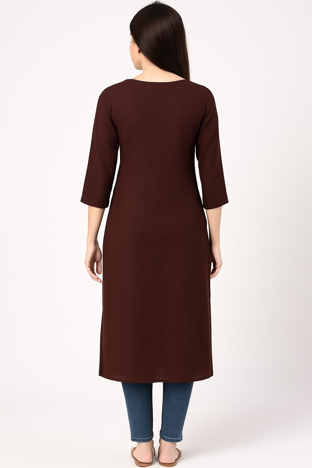 MAMTA JR Fashion Women’s Plain Pashmina Fabric Kurti | Cozy Winter Kurta | Soft & Comfortable Straight Kurti (in, Alpha, 2XL, Plus, Brown)