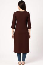 MAMTA JR Fashion Women’s Plain Pashmina Fabric Kurti | Cozy Winter Kurta | Soft & Comfortable Straight Kurti (in, Alpha, 2XL, Plus, Brown)