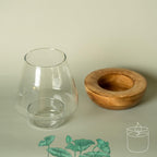 Araana Home Glass Candle Holder with Wooden Base - Decorative Centerpiece for Home Décor, Living Room, Dining Table, and Special Occasions - Home Decore.
