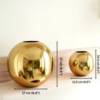 BEHOMA Metal Ball Round Metal Vase for, Gold