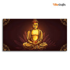 VIBECRAFTS Canvas Paintings for Living Room Drawing Room Devotional Buddha Meditating Canvas Wall Painting Fitted With Wooden Frame for Home | Office | Gift (PTVCH_2428)