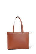 Everpret Premium Work Tote Bag for Women with 16-Inch Laptop Compartment | Vegan Leather Office Travel Handbag with Trolley Sleeve, Water Bottle Pocket & Organized Compartments | Tan