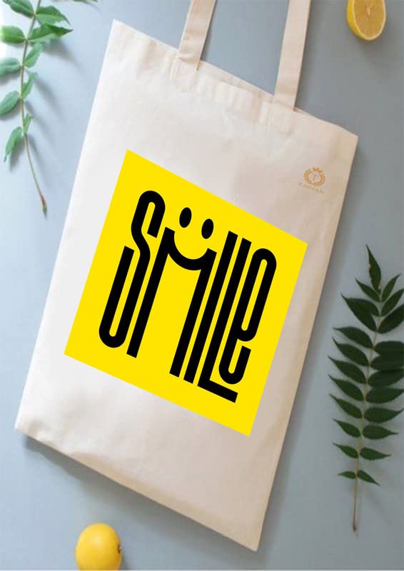 TAJNAN Reusable Tote Bag|100% Organic Cotton Grocery Bag|Eco-Friendly, Multi-Purpose|Sturdy Canvas Bag with 15kgs Capacity
